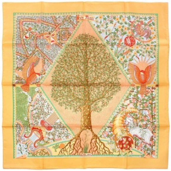 Authentic Hermès Silk Scarf "Axis Mundi" - Picture 3 of 3